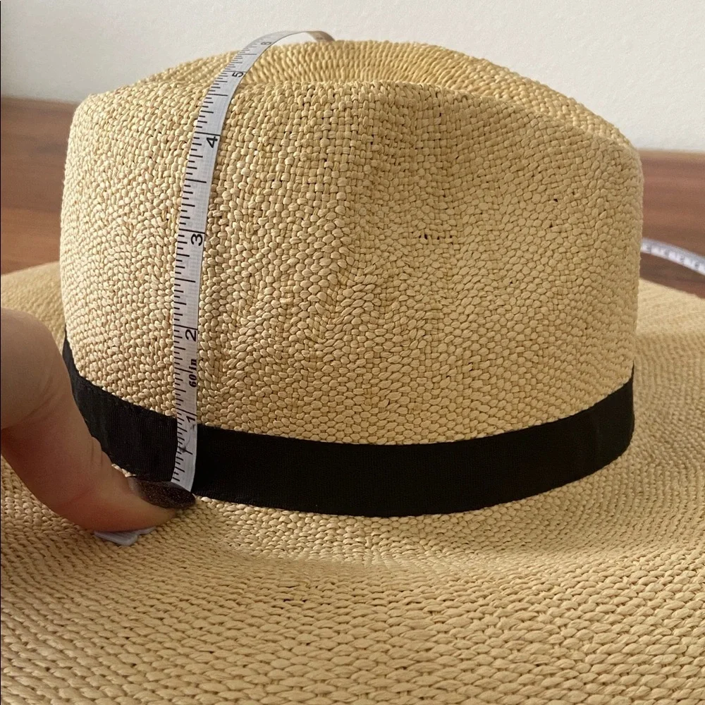 GAP straw woven hat rattan sun hat natural black ribbon band spring summer S/M